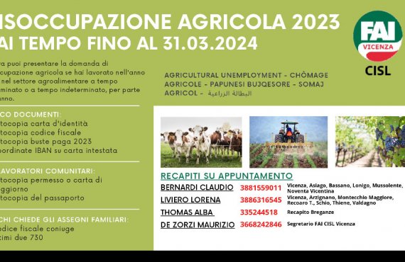DISOCCUPAZIONE AGRICOLA 2024
