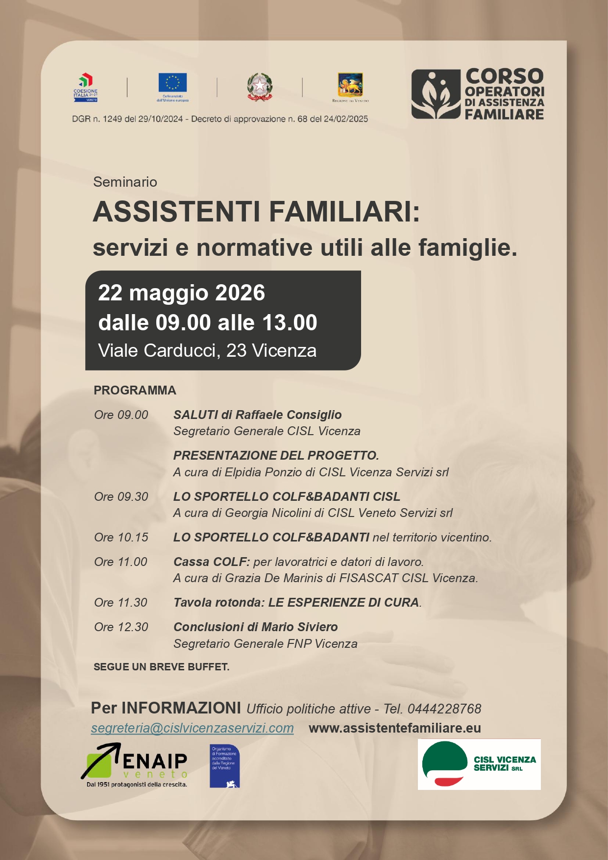 ASSISTENTI FAMILIARI: servizi e normative utili alle famiglie.